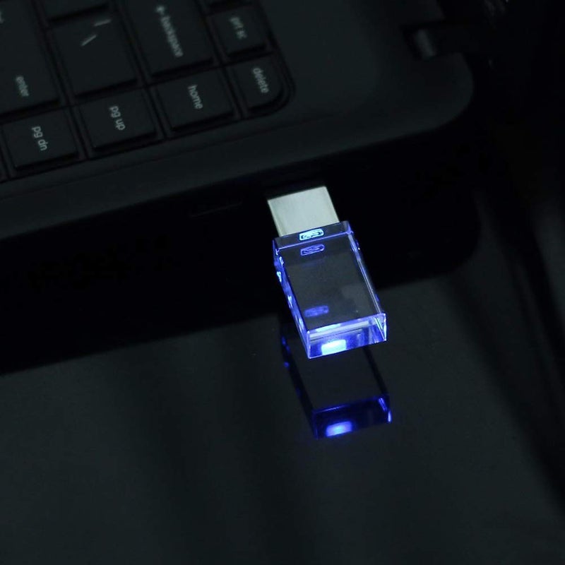 SXBan Rose Gold Crystal 8GB USB 2.0 Flash Drive LED Light Glass Clear Pen Thumb Drive Boy Girl Men Women Kids Mom Dad Boyfriend Daughter Memory Stick Pendrive Unique Cool Novelty Wedding Photography Gift - Image 5